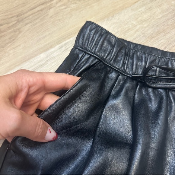 Zara High Rise Black Vegan Leather Drawstring Pants size M - Picture 6 of 7